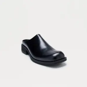 Square Toe Slip On Mule - Black