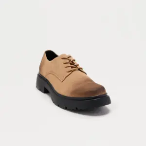 Lace Up Textured Chunky Sole Shoe - Brown