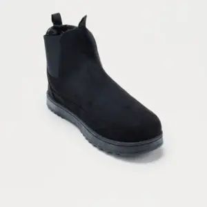 Faux Suede Chelsea Boot - Black